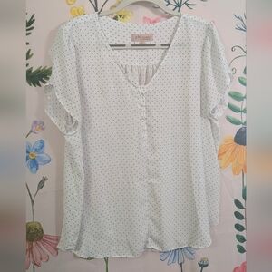 Philosophy White & Black Polka Dot Blouse